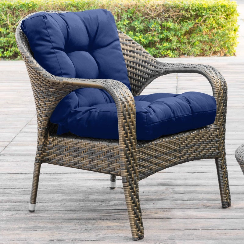 QILLOWAY Outdoor Seat/Back Chair Cushion Tufted Pillow, Spring/Summer Seasonal All Weather Replacement Cushions. (Navy) - Image 4